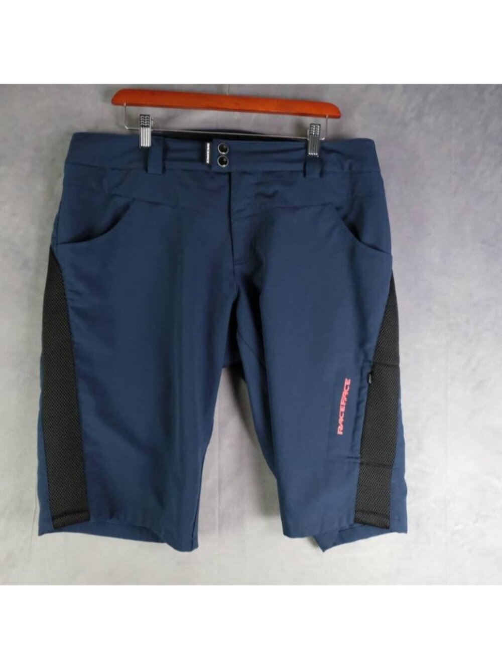 Race Face Shorts Mens Large Navy Blue Black Mesh Athletic Biking Cycling